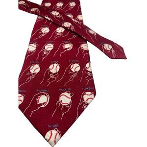 Josh Bach 100% Silk Tie Baseball Themed  Pitches Through the Years 59" L x 4" W